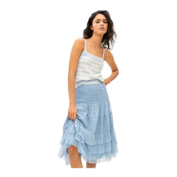 Anthropologie Maeve Tulle Midi Skirt Size Small Color: Blue - Picture 1 of 12
